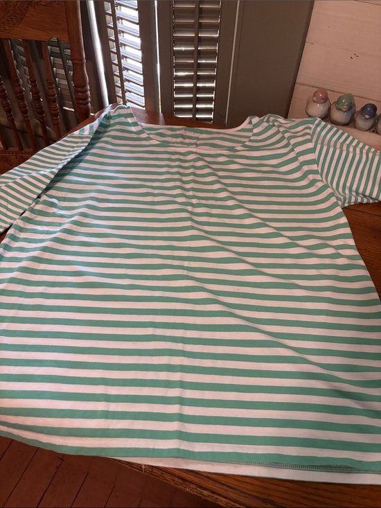 Talbots Tops - Talbots Mint Green and White Striped Tunic with boatneck style